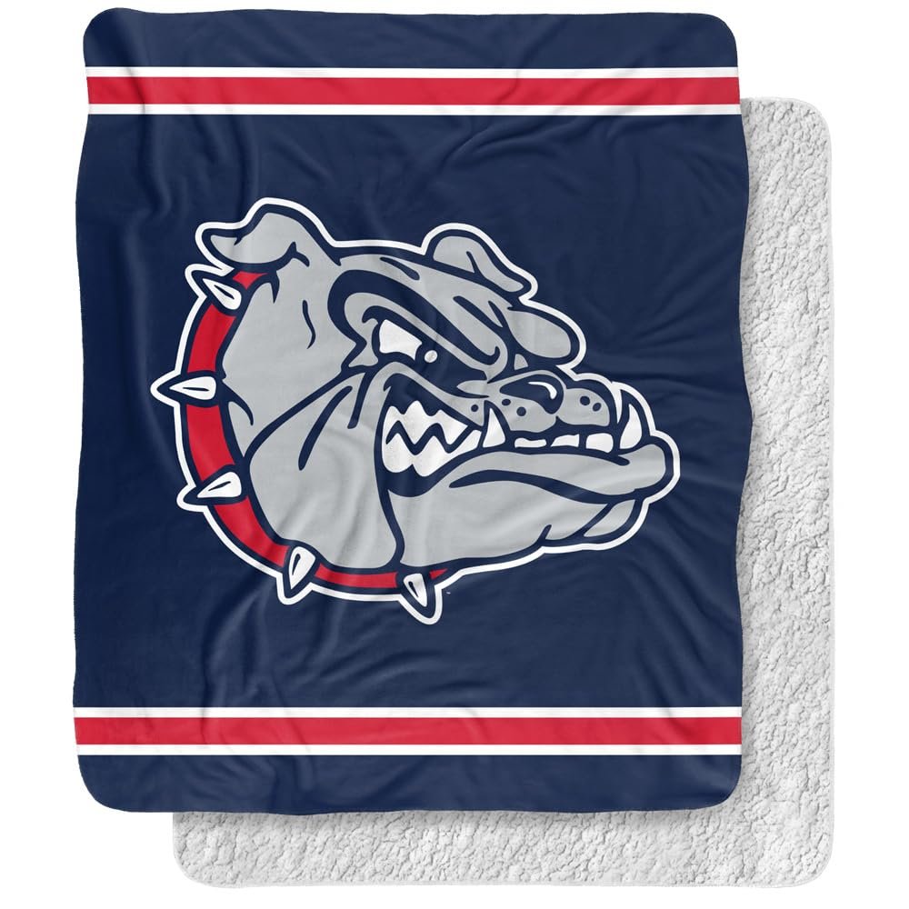 Gonzaga University Blanket, 50"x60" Primary Logo Stripes Silky Touch Sherpa Back Super Soft Throw Blanket