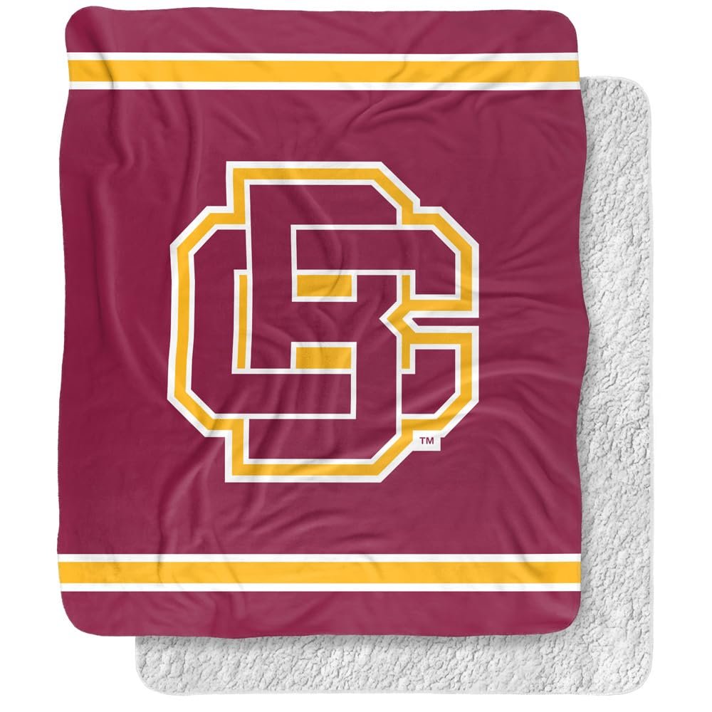 Bethune-Cookman University Blanket, 50"x60" Primary Logo Stripes Silky Touch Sherpa Back Super Soft Throw Blanket
