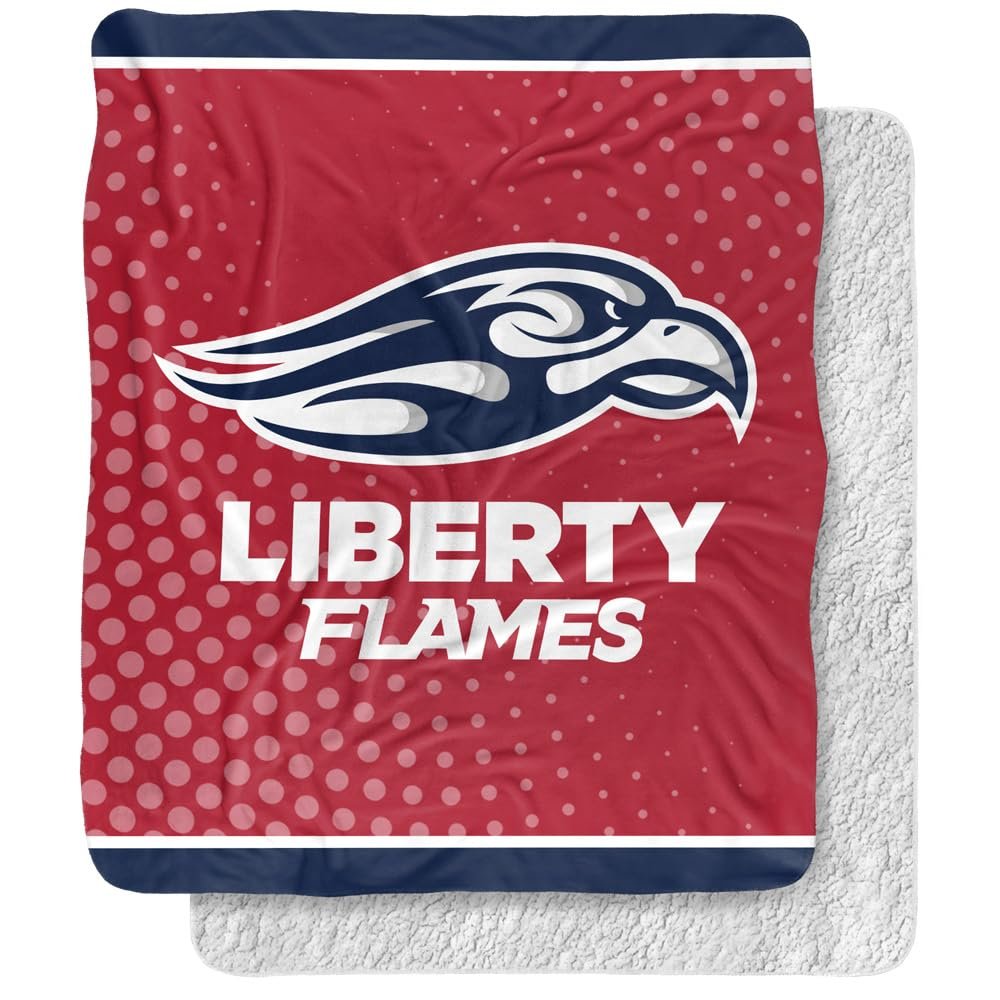 Liberty University Blanket, 50"x60" Logo Dots Silky Touch Sherpa Back Super Soft Throw Blanket