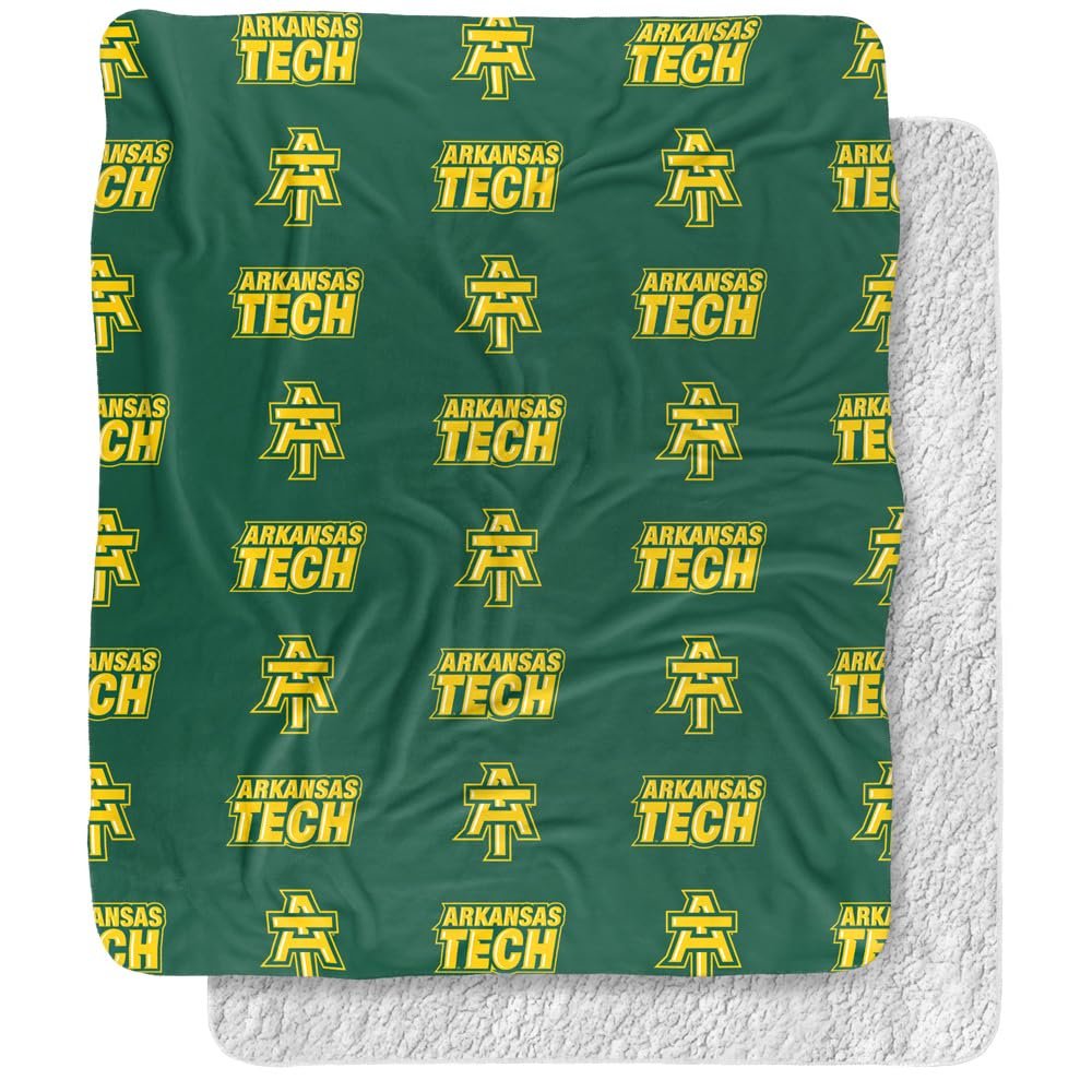 Arkansas Tech University Blanket, 50"x60" Logo Pattern Silky Touch Sherpa Back Super Soft Throw Blanket