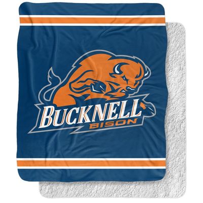 Bucknell University Blanket, 50"x60" Primary Logo Stripes Silky Touch Sherpa Back Super Soft Throw Blanket