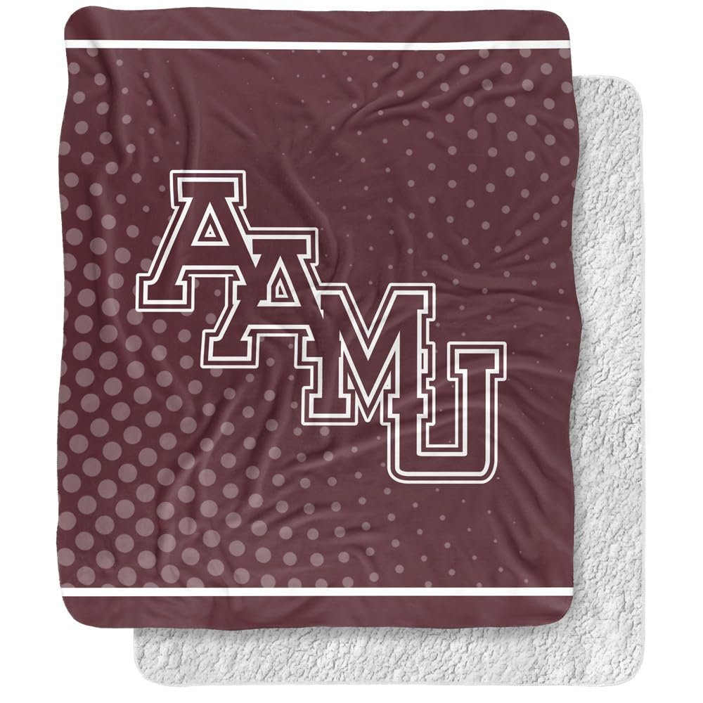 Alabama A & M University Blanket, 50"x60" Logo Dots Silky Touch Sherpa Back Super Soft Throw Blanket
