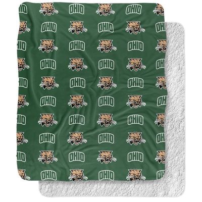 Ohio University Blanket, 50"x60" Logo Pattern Silky Touch Sherpa Back Super Soft Throw Blanket