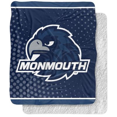 Monmouth University Blanket, 50"x60" Logo Dots Silky Touch Sherpa Back Super Soft Throw Blanket