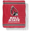 Ball State University Blanket, 50"x60" Primary Logo Stripes Silky Touch Sherpa Back Super Soft Throw Blanket view 1