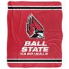 Ball State University Blanket, 50"x60" Primary Logo Stripes Silky Touch Sherpa Back Super Soft Throw Blanket view 2