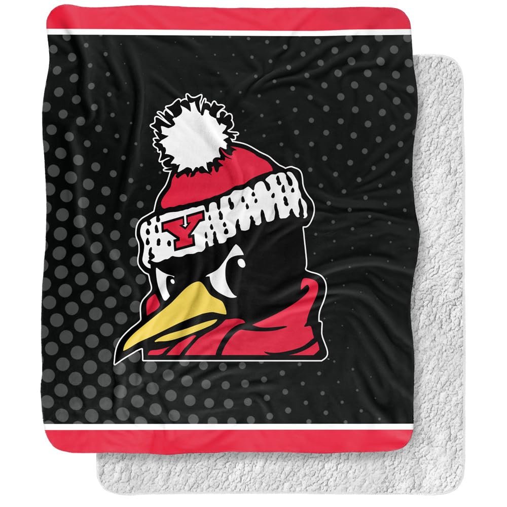 Youngstown State University Blanket, 50"x60" Logo Dots Silky Touch Sherpa Back Super Soft Throw Blanket