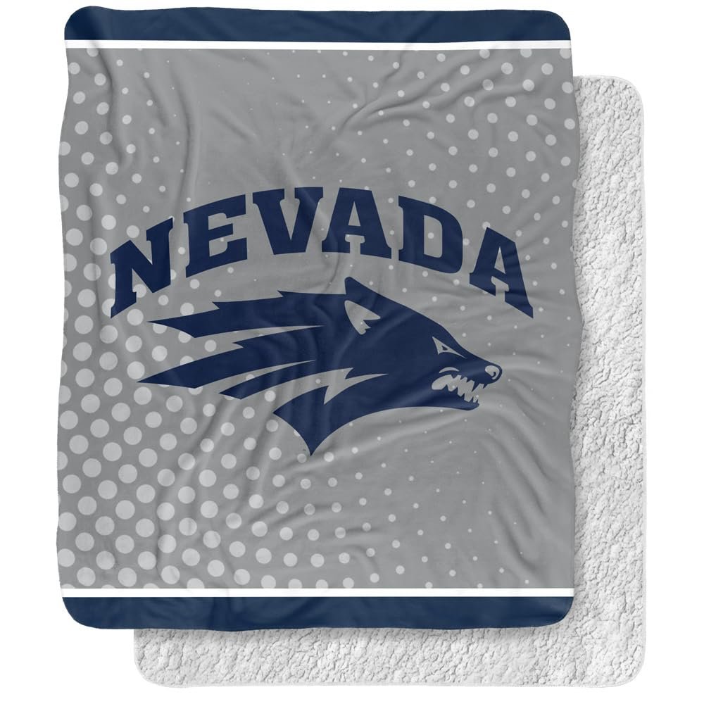 University of Nevada Reno Blanket, 50"x60" Logo Dots Silky Touch Sherpa Back Super Soft Throw Blanket