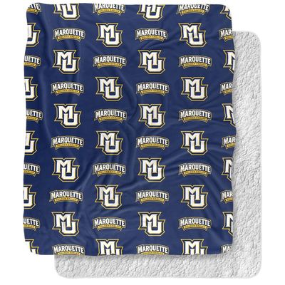 Marquette University Blanket, 50"x60" Logo Pattern Silky Touch Sherpa Back Super Soft Throw Blanket