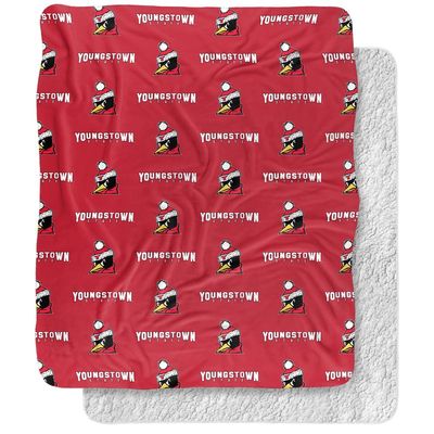 Youngstown State University Blanket, 50"x60" Logo Pattern Silky Touch Sherpa Back Super Soft Throw Blanket