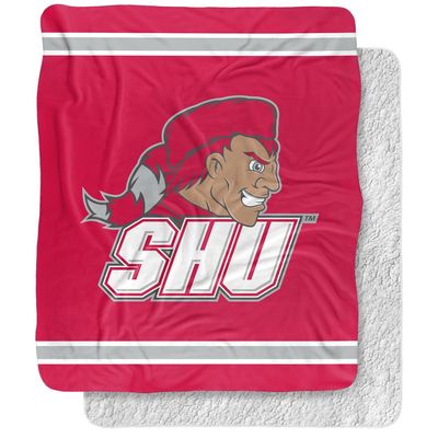 Sacred Heart University Blanket, 50"x60" Primary Logo Stripes Silky Touch Sherpa Back Super Soft Throw Blanket
