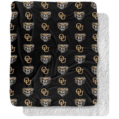 Oakland University Blanket, 50"x60" Logo Pattern Silky Touch Sherpa Back Super Soft Throw Blanket
