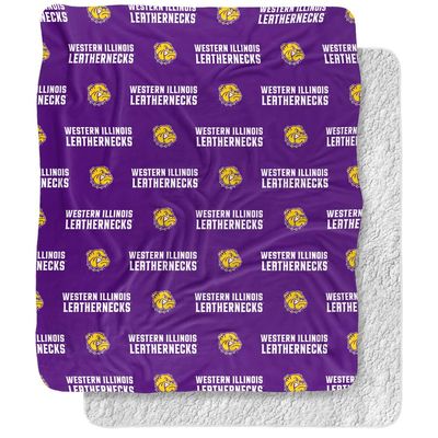 Western Illinois University Blanket, 50"x60" Logo Pattern Silky Touch Sherpa Back Super Soft Throw Blanket