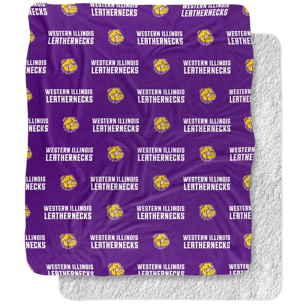 Western Illinois University Blanket, 50"x60" Logo Pattern Silky Touch Sherpa Back Super Soft Throw Blanket