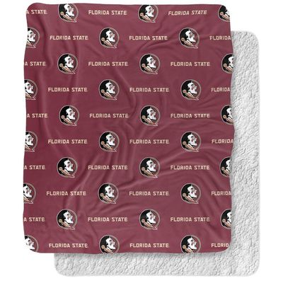 Florida State University Blanket, 50"x60" Logo Pattern Silky Touch Sherpa Back Super Soft Throw Blanket