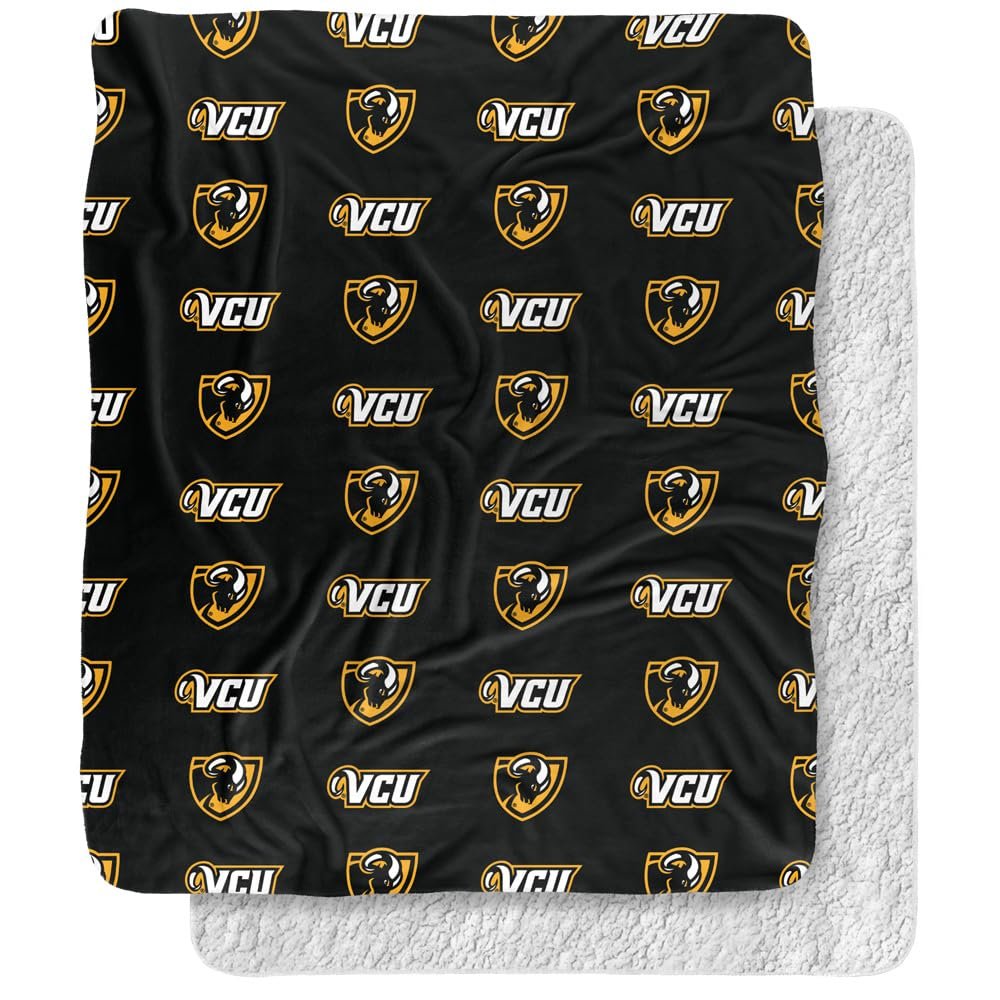 Virginia Commonwealth University Blanket, 50"x60" Logo Pattern Silky Touch Sherpa Back Super Soft Throw Blanket