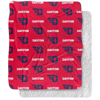 University of Dayton Blanket, 50"x60" Logo Pattern Silky Touch Sherpa Back Super Soft Throw Blanket