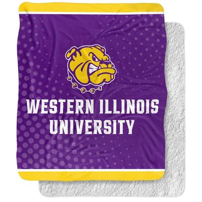 Western Illinois University Blanket, 50"x60" Logo Dots Silky Touch Sherpa Back Super Soft Throw Blanket