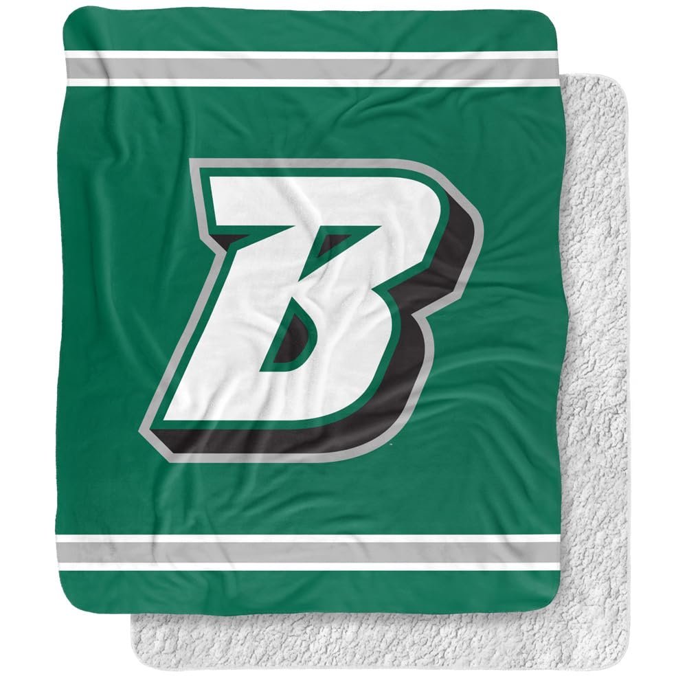 Binghamton University Blanket, 50"x60" Primary Logo Stripes Silky Touch Sherpa Back Super Soft Throw Blanket