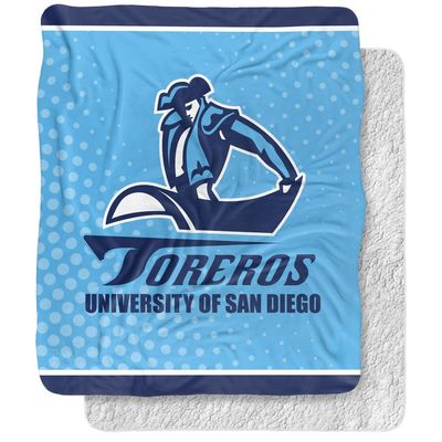 University of San Diego Blanket, 50"x60" Logo Dots Silky Touch Sherpa Back Super Soft Throw Blanket