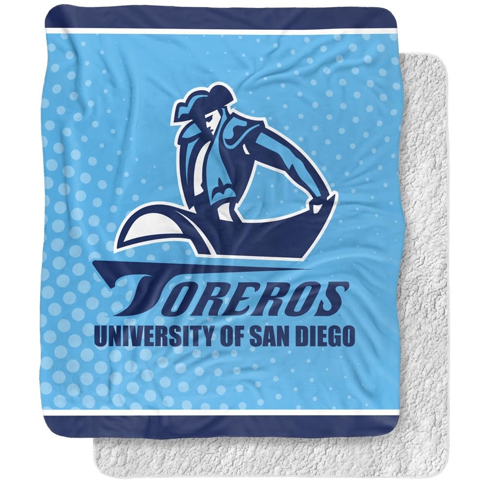 University of San Diego Blanket, 50"x60" Logo Dots Silky Touch Sherpa Back Super Soft Throw Blanket