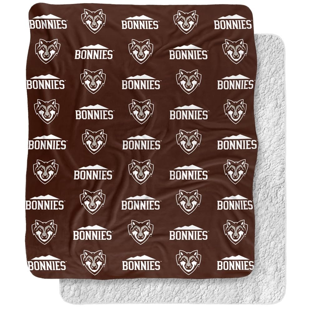 St. Bonaventure University Blanket, 50"x60" Logo Pattern Silky Touch Sherpa Back Super Soft Throw Blanket
