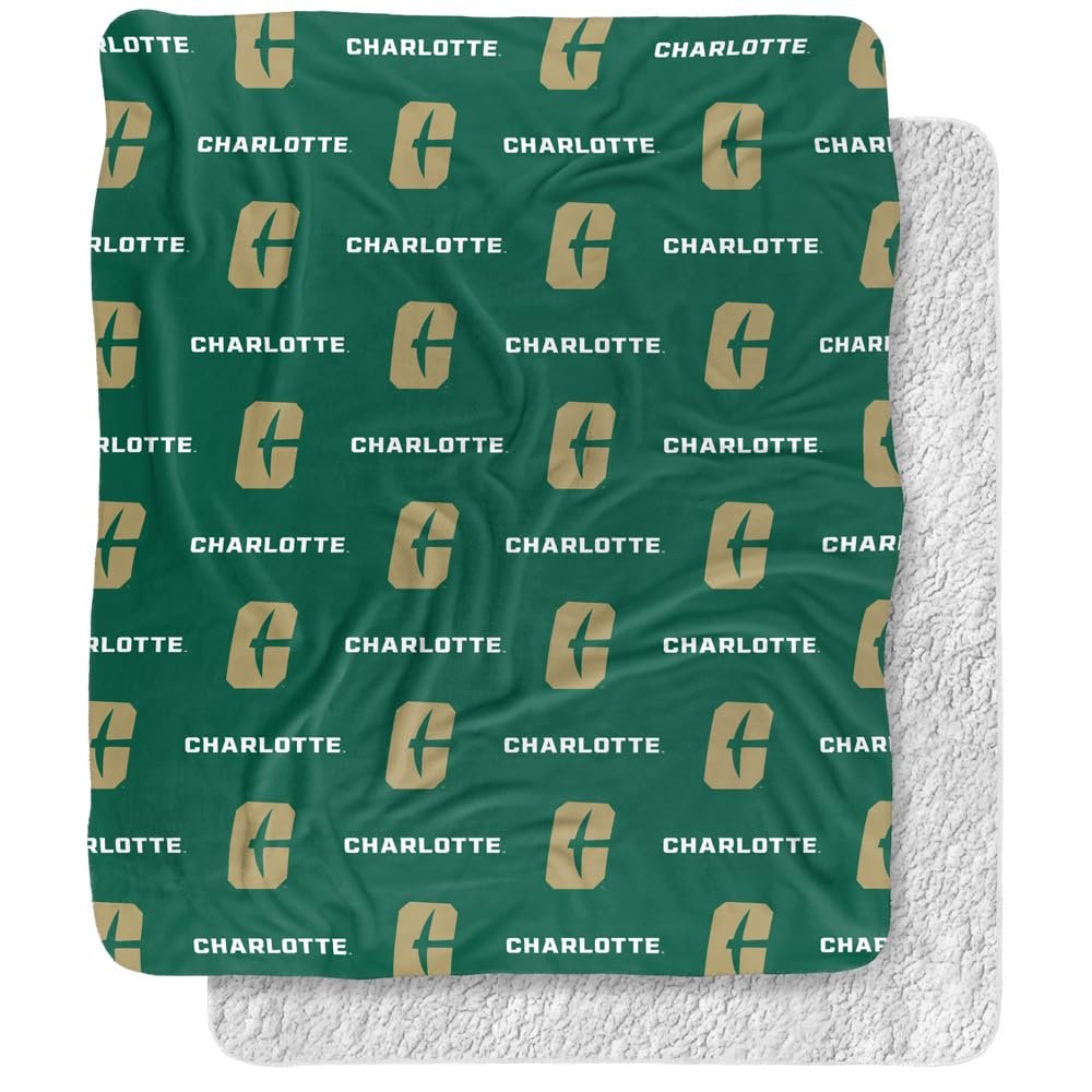 University of North Carolina - Charlotte Blanket, 50"x60" Logo Pattern Silky Touch Sherpa Back Super Soft Throw Blanket