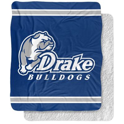 Drake University Blanket, 50"x60" Primary Logo Stripes Silky Touch Sherpa Back Super Soft Throw Blanket