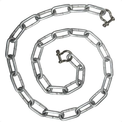Five Oceans FO4569-GN10 Marine Boat Anchor Lead Chain 5/16 inches x 10 Feet Hot-Dipped Galvanized Steel with 2 AISI316 Stainless Steel 5/16 inches Bow Shackles