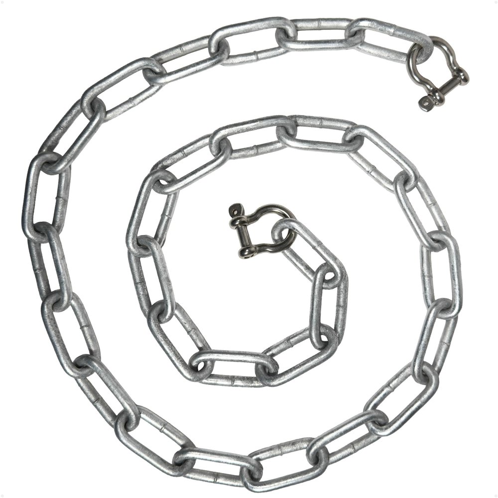 Five Oceans FO4569-GN10 Marine Boat Anchor Lead Chain 5/16 inches x 10 Feet Hot-Dipped Galvanized Steel with 2 AISI316 Stainless Steel 5/16 inches Bow Shackles