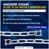 Five Oceans FO4569-GN10 Marine Boat Anchor Lead Chain 5/16 inches x 10 Feet Hot-Dipped Galvanized Steel with 2 AISI316 Stainless Steel 5/16 inches Bow Shackles view 2