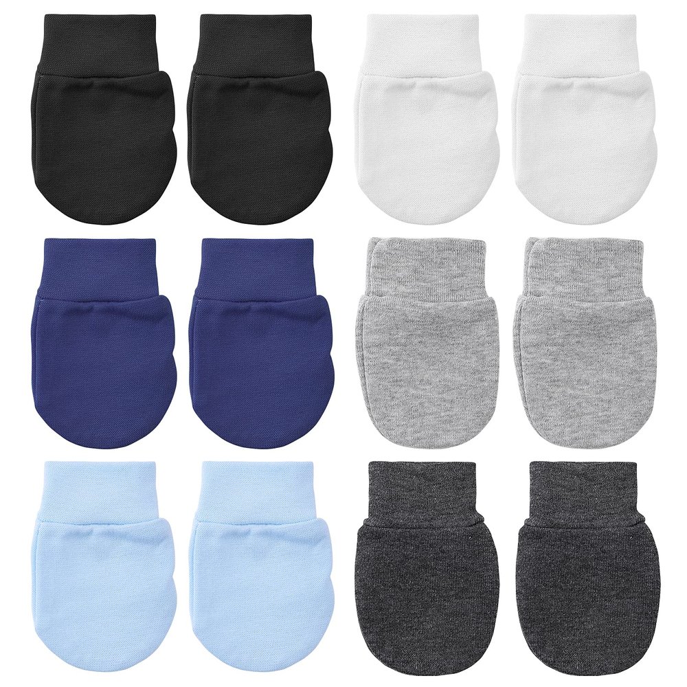 Aster 6 Pairs Newborn Baby Mittens Infant Toddler Gloves Soft Cotton No Scratch Mittens for 0-6 Months Baby Boys Girls
