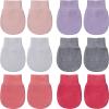 Geyoga 6 Pairs Newborn Baby Mittens No Scratch Gloves Infant Toddler Anti Scratch Essentials Unisex Cotton for 3-9 Months Girls Boys (Gray, White, Purple, Light Pink, Hot Pink, Rose Red, Solid) view 1