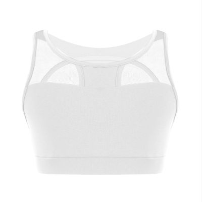 Mufeng Kids Girls Crisscross Back Crop Tops Training Bra Gym Yoga Dance Sport Bras Camisole Tanks Tops Undershirts Patchwork White 6