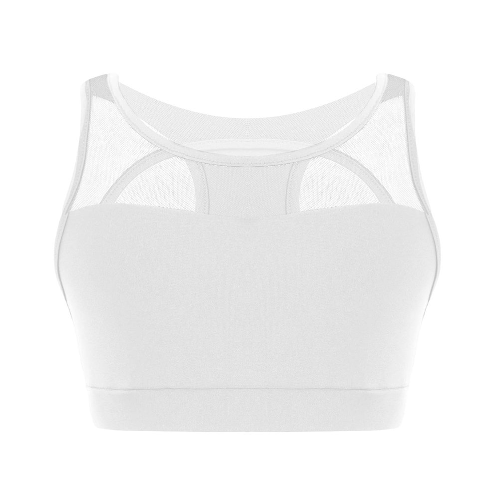 Mufeng Kids Girls Crisscross Back Crop Tops Training Bra Gym Yoga Dance Sport Bras Camisole Tanks Tops Undershirts Patchwork White 6