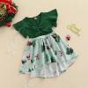 Andannby Little Sister Matching Christmas Dress Big Girl Green Santa Print Ruffle Playwear Holiday Dresses (Big Girl, 2-3 Years) view 3