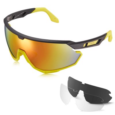 CARFIA Polarized Cycling Sunglasses for Men - 3 Interchangeable Lenses UV400/Shockproof/HD Vision CA5390