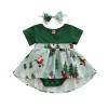 Andannby Little Sister Matching Christmas Dress Big Girl Green Santa Print Ruffle Playwear Holiday Dresses (Little Girl, 18-24 Months) view 2
