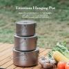 Boundless Voyage Titanium Hanging Pot for Outdoor Camping Backpacking Hiking Ultralight Portable Cooking Pot Camp Kitchen Cookware 1300ML/1950ML/2900ML (3 Pcs Set) view 2