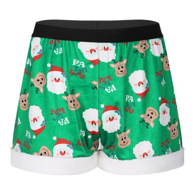 CHICTRY Mens Christmas Funny Xmas Boxer Shorts Stretchy Mid Waist Boyshorts Holiday Cosplay Shorts Hipster Green Medium