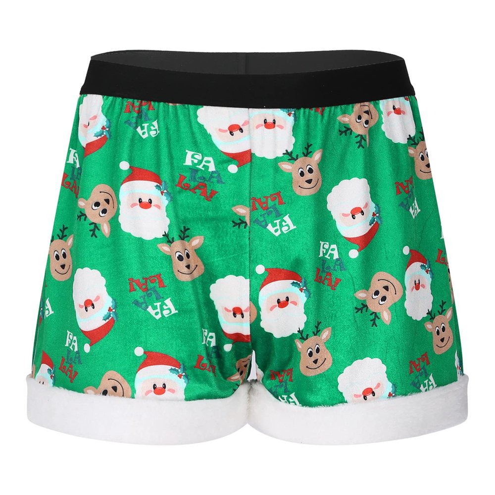 CHICTRY Mens Christmas Funny Xmas Boxer Shorts Stretchy Mid Waist Boyshorts Holiday Cosplay Shorts Hipster Green Medium
