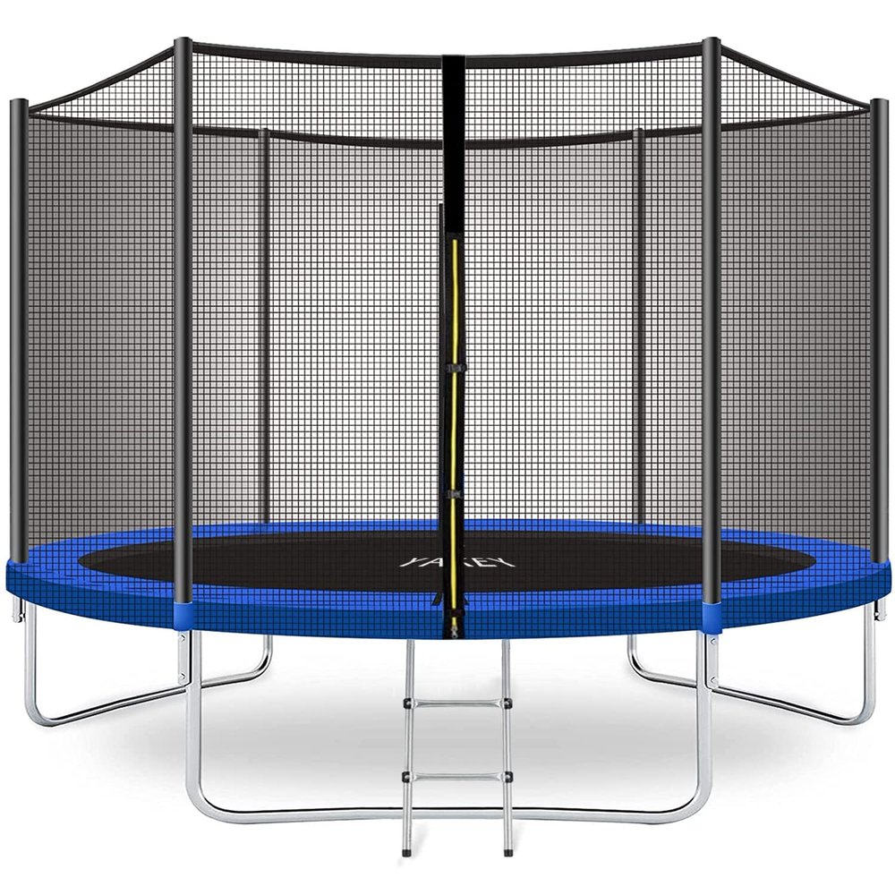 YAKEY Trampoline 10FT 12FT 14FT 15FT Recreational Trampolines with Safety Enclosure Net, ASTM Approved Combo Bounce Outdoor Waterproof Trampoline with Ladder for Kids and Family