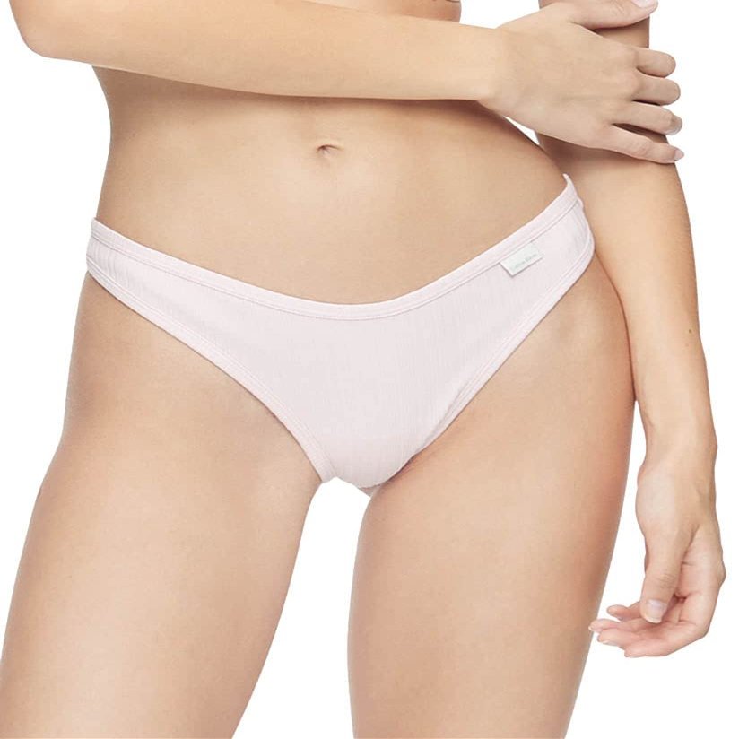 Calvin Klein Women's Ribbed Thong, QD3884, Barely Pink, XL