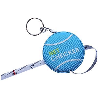 Scoring Right Tennis Net Height Mini Measuring Tape and Keyring, Portable 59 Inch Flexible Measuring Tape for Measuring Tennis Net Height, Blue