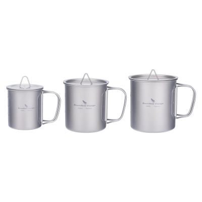 Boundless Voyage Titanium Cup with Lid Outdoor Camping Ultralight Water Tea Coffee Mug 200ML/300ML/450ML (3 Pcs (200+300+450ml))