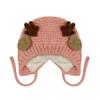 AIBEARTY Cute Deer Elk Antlers Baby Hat Winter Warm Plush Knitted Ear Warmer Bonnet Boys Girls Cap Beanie with Chin Strap Pink view 3