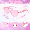 Flutesan 42 Pairs Valentine's Day Heart Shaped Sunglasses Bulk for Women Y2k Trendy Rimless Clear Heart Party Favor Glasses(Pink) view 2