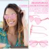 Flutesan 42 Pairs Valentine's Day Heart Shaped Sunglasses Bulk for Women Y2k Trendy Rimless Clear Heart Party Favor Glasses(Pink) view 3