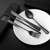 Boulder Bee | Travel Utensils Set | Reusable Camping Cutlery Set | Stainless Steel Flatware Set | Portable Silverware Set with Case | Includes Knife/Fork/Spoon/Straw/Cleaning Cloth/Case (Black) view 2