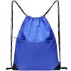 BuyAgain Drawstring Backpack Sports Water Resistant String Bag Sport Gym Sackpack for Women Men Large with Zipper, Royal view 1